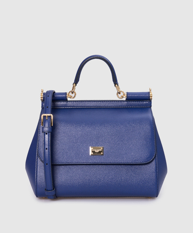 Dolce&Gabbana Синя шкіряна сумка-трапеція Sicily BB6002A1001