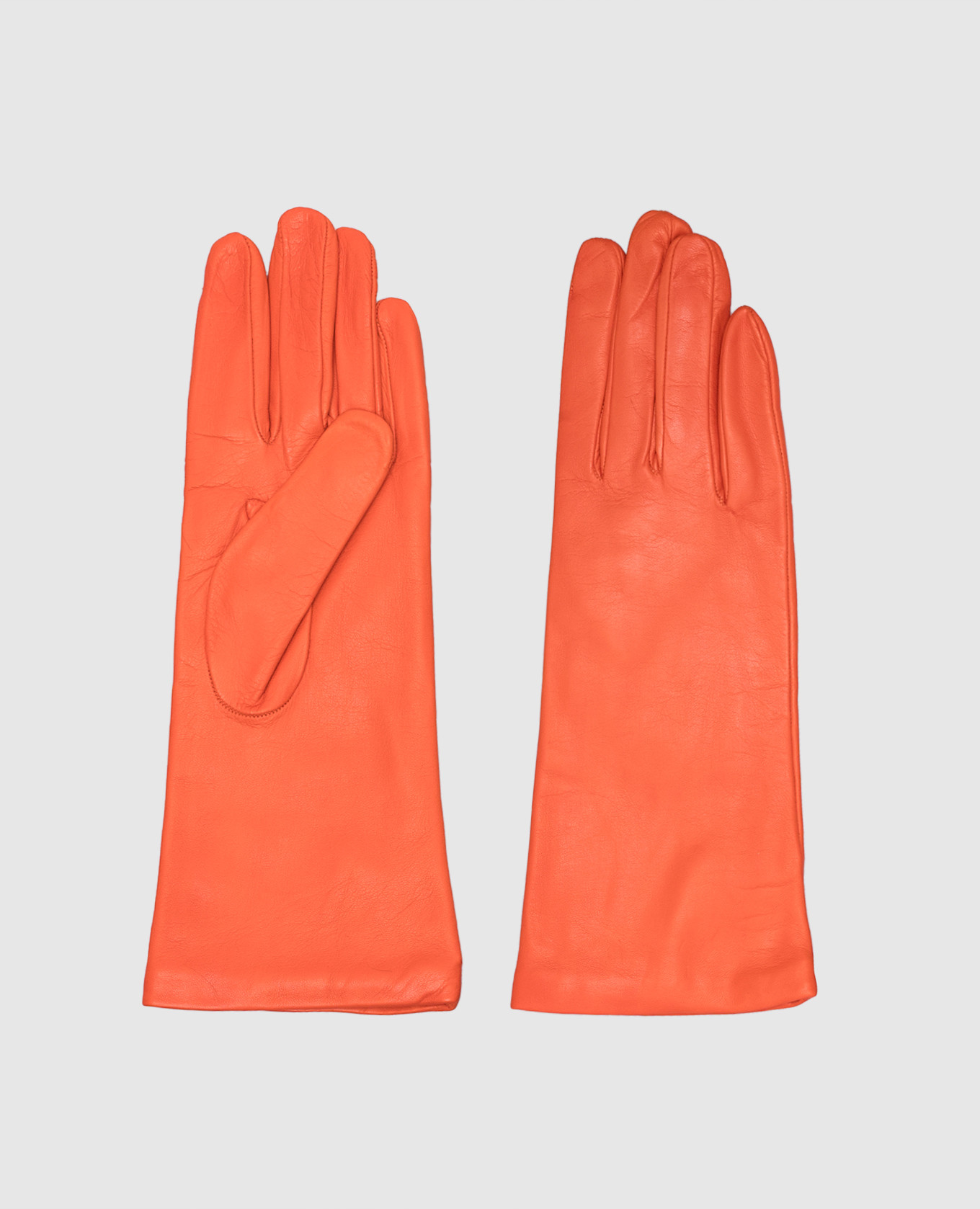 Orange leather gloves