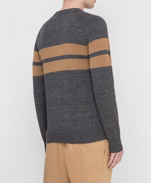 Brunello Cucinelli Темно-серый свитер из льна M2L79200 изображение 4