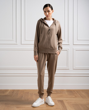 Brunello Cucinelli Коричневые джогеры из кашемира с цепочкой мониль M12169199