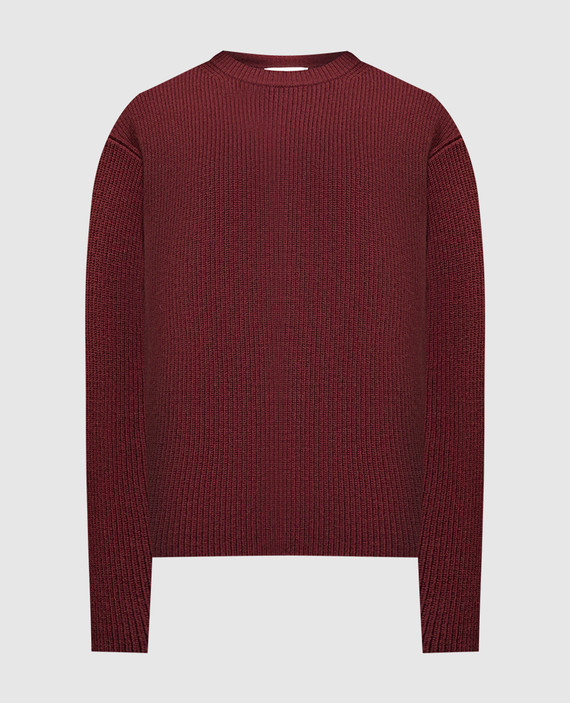 Бордовый свитер из шерсти свободного кроя