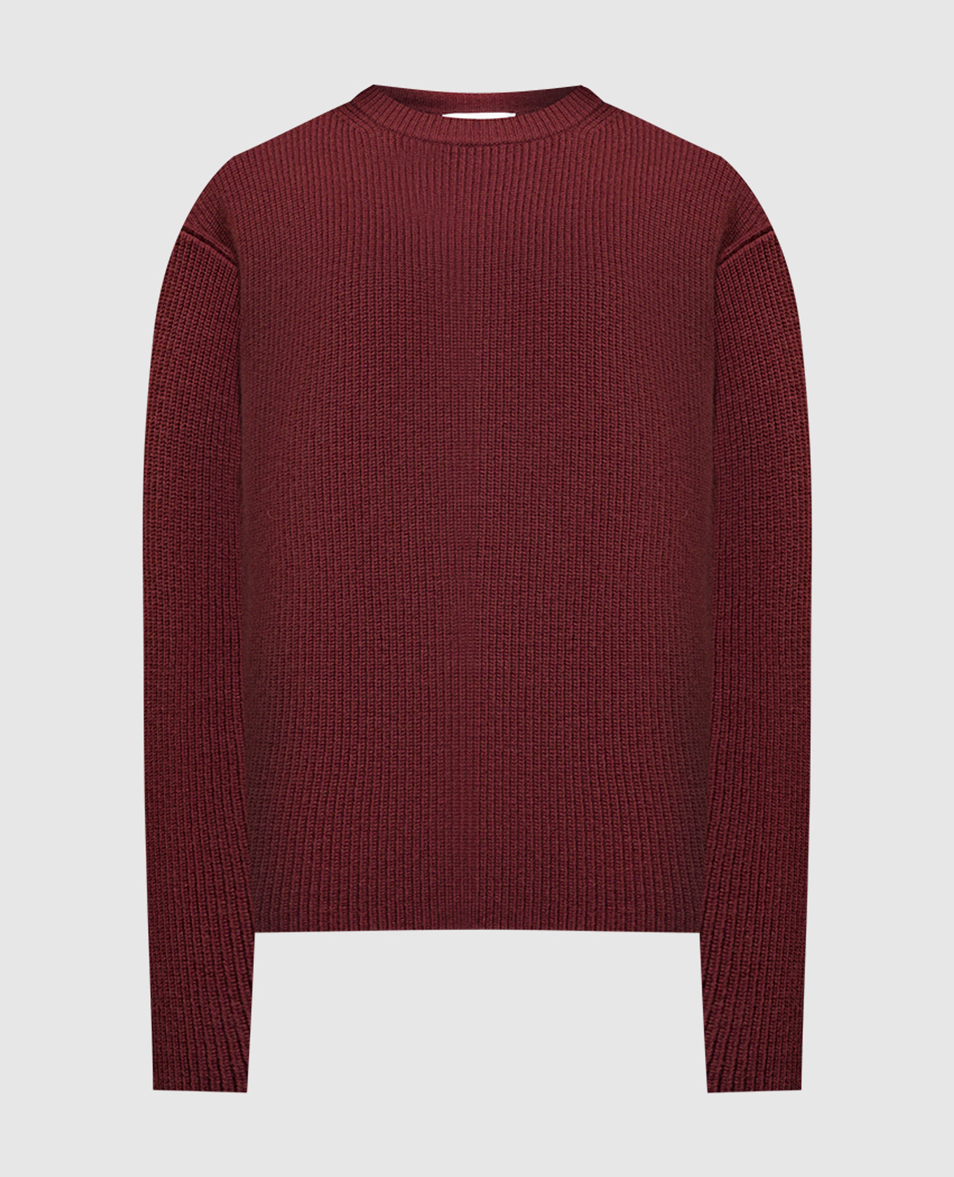 Burgundy wool sweater of a free cut