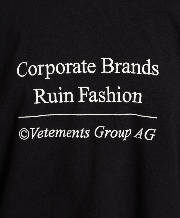Vetements Black t-shirt with logo print UE54TR350B image 5