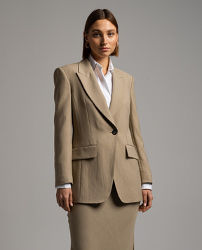 Brunello Cucinelli Бежевий жакет з льоном з ланцюжком моніль MH1262682