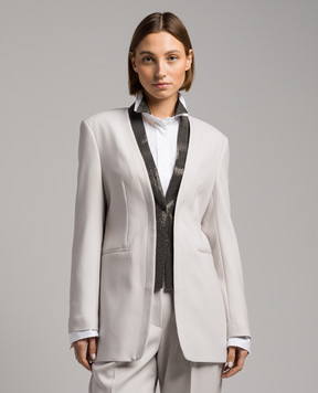 Brunello Cucinelli Сірий жакет з ланцюжком моніль MB0972551