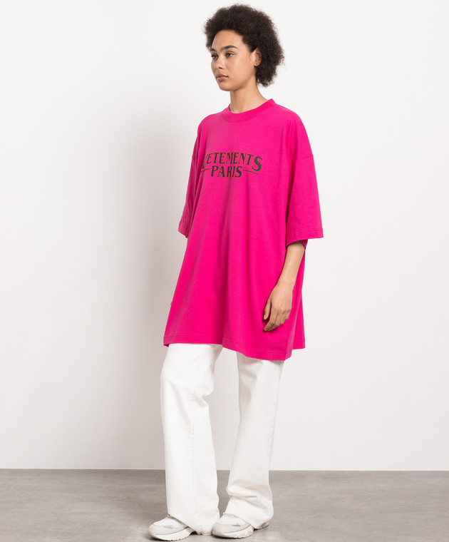 Vetements Pink t-shirt with logo print UE54TR330H image 3