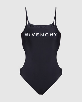Givenchy Чорний купальник з принтом логотипа BWA01A3YFL
