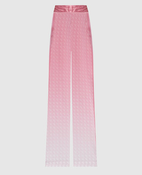 Casablanca Розовые брюки Morning City View из шелка в принт логотипа. WF23TR15202