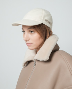 Borsalino Біла кепка з кашеміру з логотипом 13373EWS