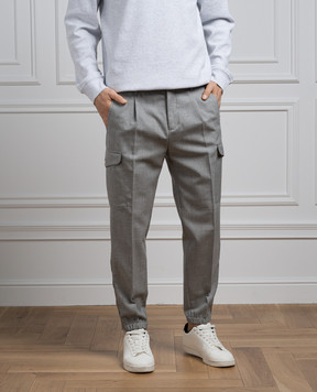 Brunello Cucinelli Серые джогеры из шерсти MB407H0640