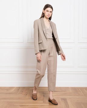 Brunello Cucinelli Коричневі штани з ланцюжком моніль ML174P8199