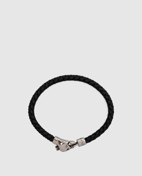 Alexander McQueen Черный кожаный браслет с черепом. 7359181AAM9