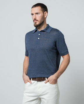 Brunello Cucinelli Синє меланжеве поло M2L00315