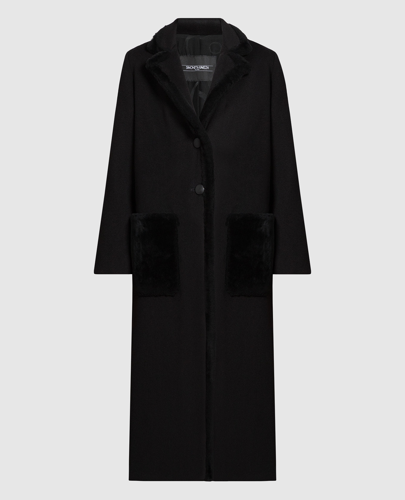 Черное пальто Oleandro из шерсти с ширлингом