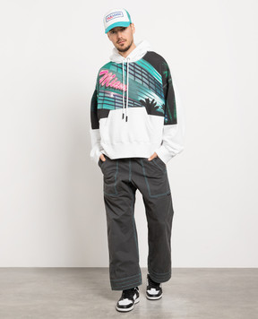 Palm Angels Біле худі з принтом Miami PMBB058S23FLE003