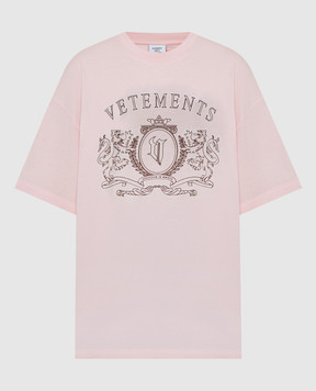 Vetements Розовая футболка с принтом логотипа UE64TR410VV