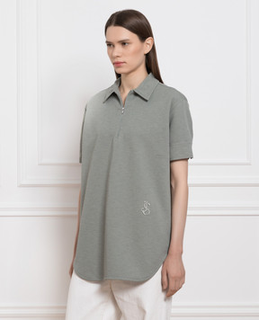 Jil Sander Зеленое поло с вышивкой монограмм логотипа J02DR0001J20018