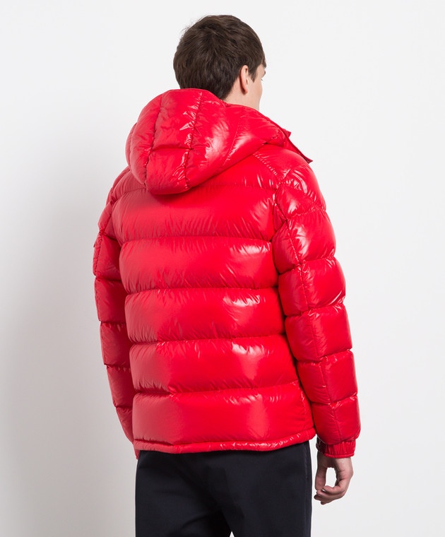 Moncler Красный стеганый пуховик Maya с нашивкой логотипа 1A5360068950 изображение 4