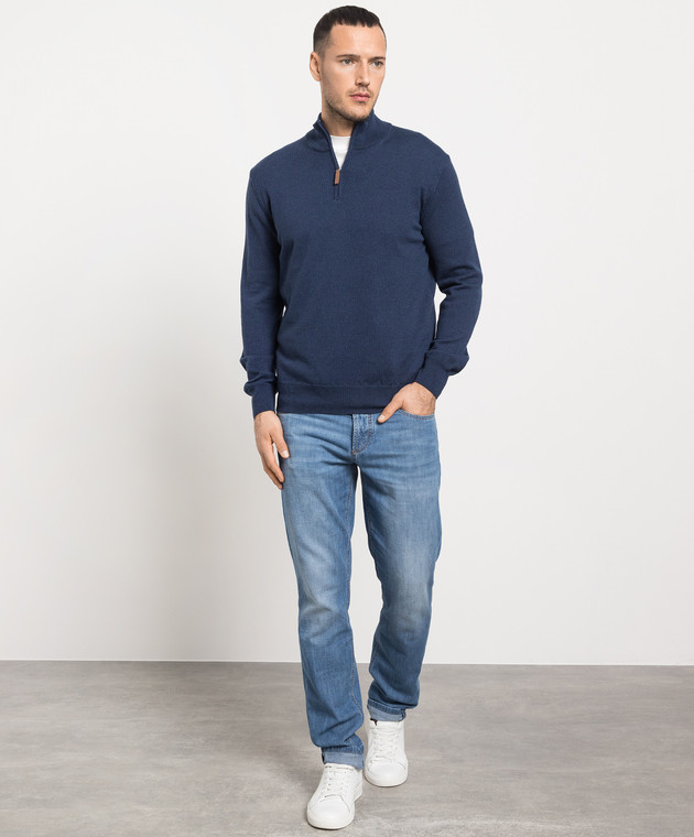 D'Uomo Milano Blue wool and cashmere sweater 907N изображение 2