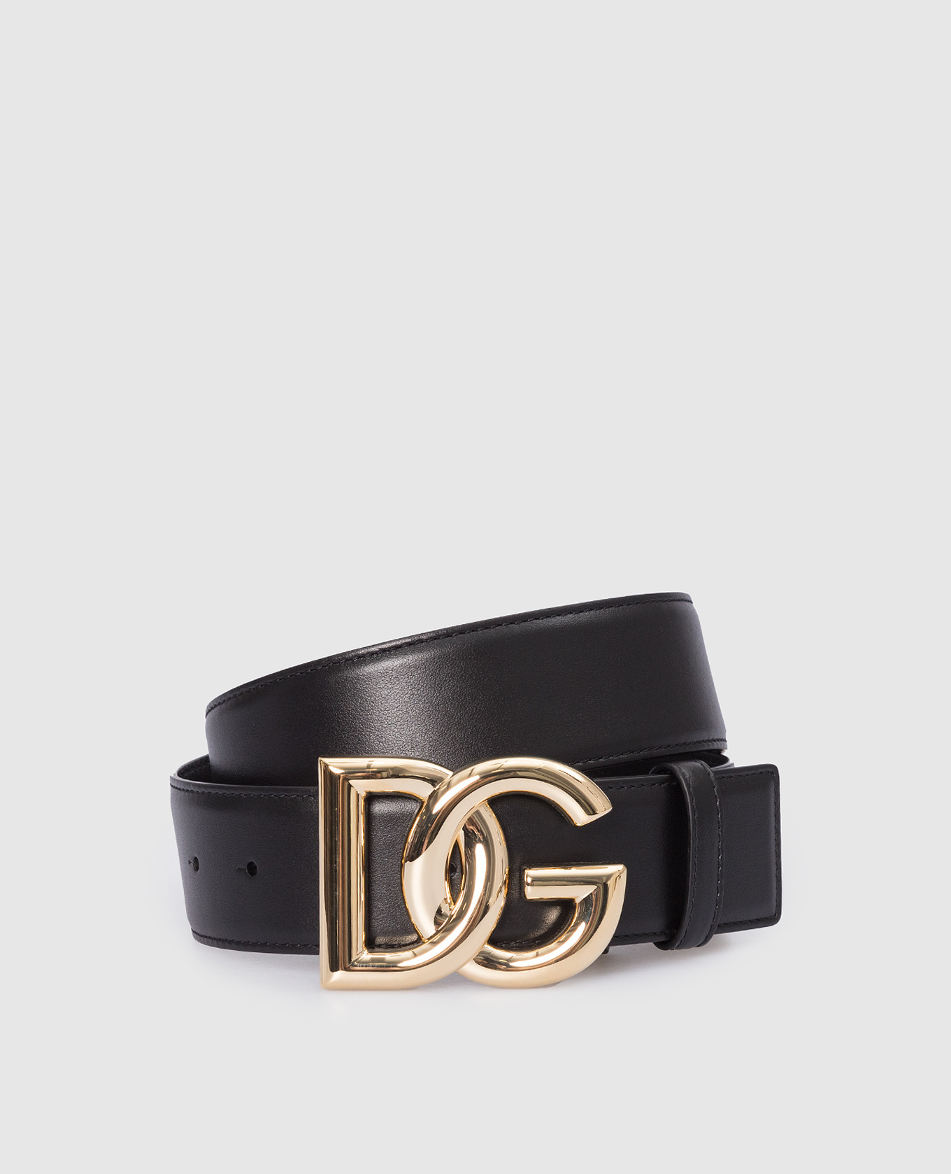 Черный кожаный ремень с логотипом DG