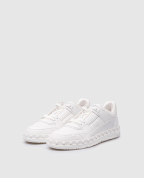Valentino Білі шкіряні кросівки Rockstud з логотипом 4Y2S0H43RDG