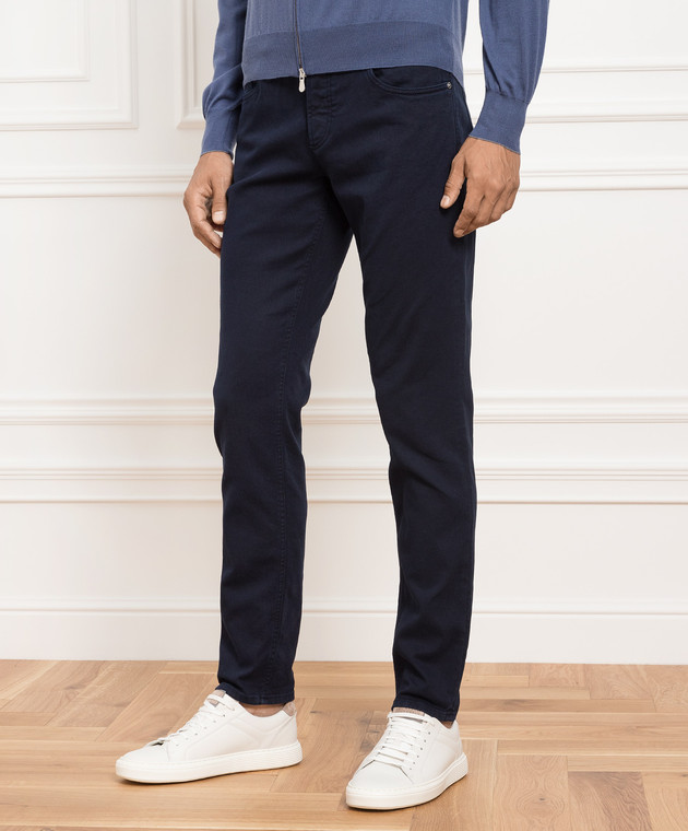 Brunello Cucinelli Сині джинси з патчем та вишивкою логотипу M277PD2210 зображення 3