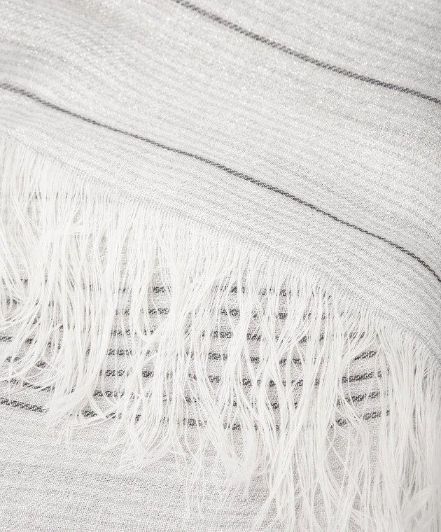 Peserico Світло-сірий шарф у смужку з люрексом та бахромою S31386C009391 зображення 3