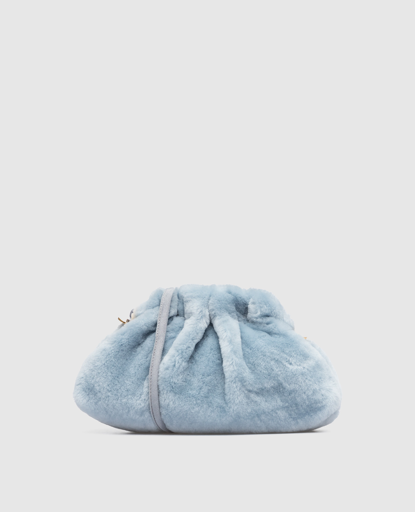 Blue sheepskin purse