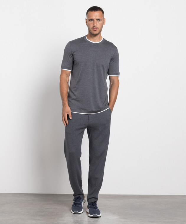 Brunello Cucinelli Gray t-shirt with layering effect MTS377427 image 2
