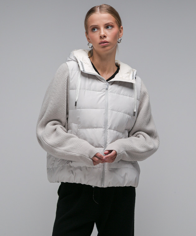 Rindi Серый комбинированный пуховик с цепочкой мониль 249TE023 изображение 3