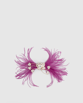 Marina Rinaldi Pink Lolita brooch with crystals and ostrich feathers LOLITA
