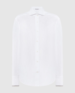 Brunello Cucinelli Біла сорочка з ланцюжком моніль з еколатуні MH772MK986