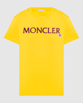 Moncler Желтая футболка с логотипом 8C00016829HP