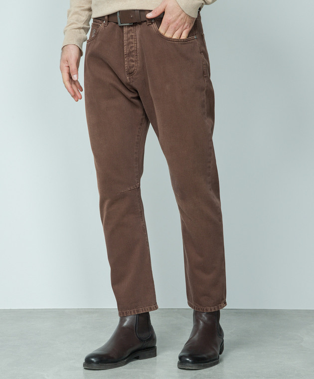 Brunello Cucinelli Коричневые джинсы с логотипом M051KX1290 изображение 3