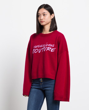 Versace Jeans Couture Бордовий джемпер з вишивкою логотипу 73HAFM02CM14N