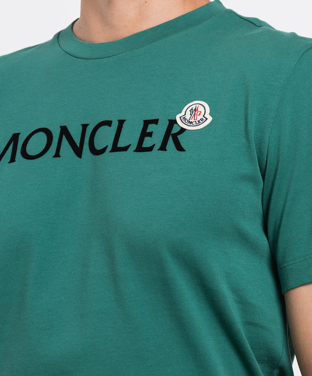 Moncler Зелена футболка з логотипом 8C000258390T зображення 5