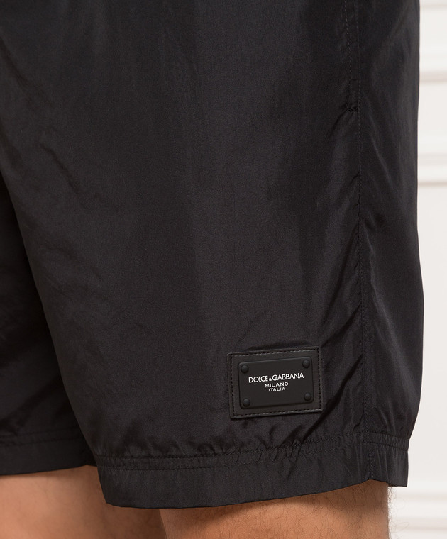 Dolce&Gabbana Черные плавательные шорты с патчем логотипа M4B12TFUSFW изображение 5