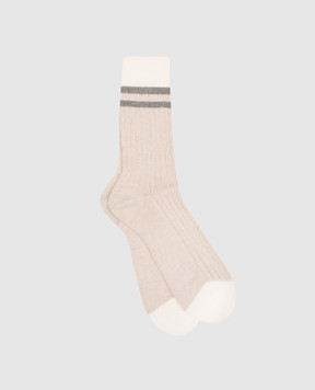 Brunello Cucinelli Бежеві шкарпетки зі смужками MCS93551