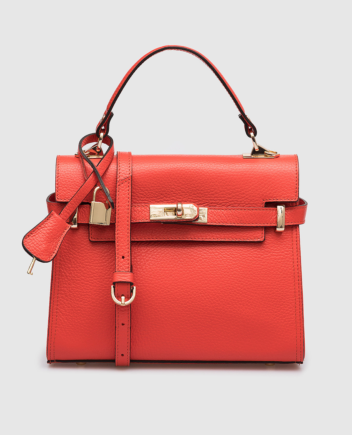 

Красная кожаная сумка-сетчел, Красный, Сумки через плечо