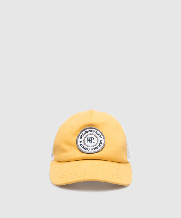 Brunello Cucinelli Children's yellow cap with logo patch BD874W320C