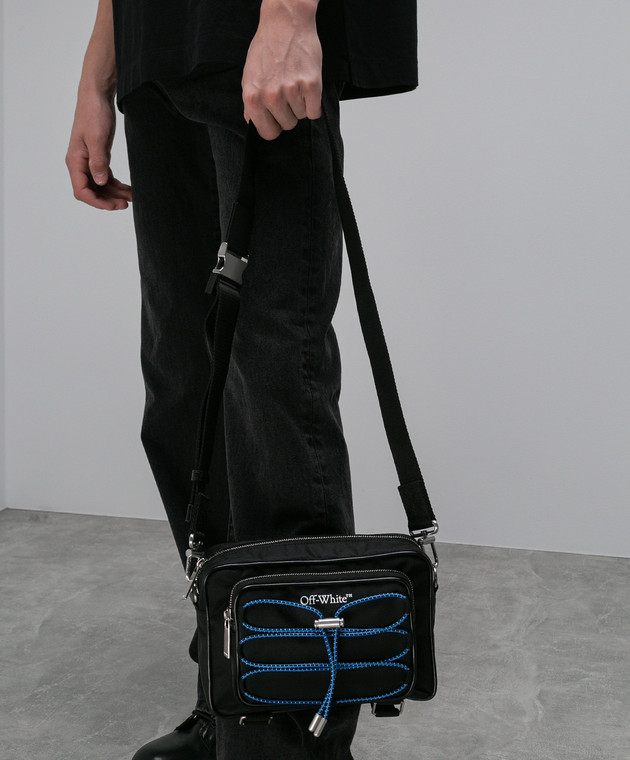 Off-White Чорна сумка через плече з логотипом OMNQ070F23FAB001 зображення 2