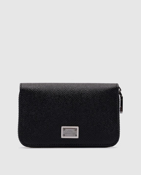 Dolce&Gabbana Чорний шкіряний гаманець з металевим логотипом BP2522AG219