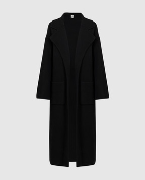 Toteme Черное пальто из шерсти в рубчик 241WRT1018YA0024