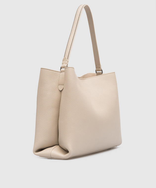 Brunello Cucinelli Бежева шкіряна сумка з ланцюжками моніль MBVND2500 зображення 3