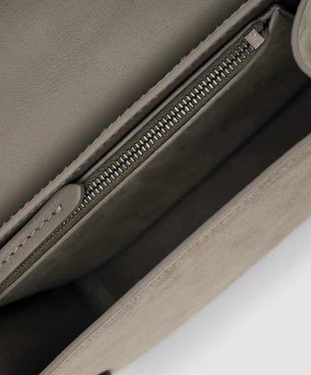 Brunello Cucinelli Зеленая замшевая сумка-мессенджер с цепочкой мониль MBDLD2370 изображение 4