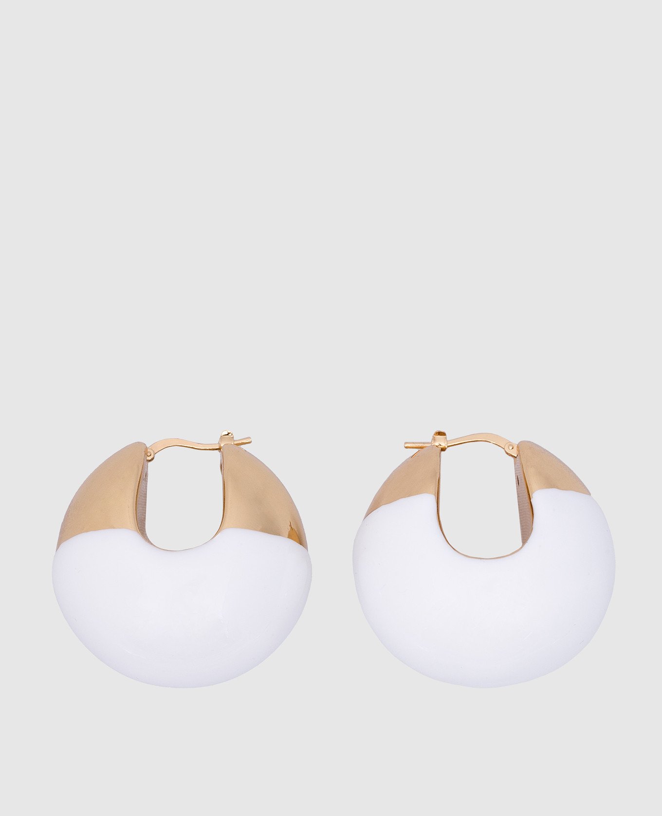 White Boule earrings with 24k gold plating