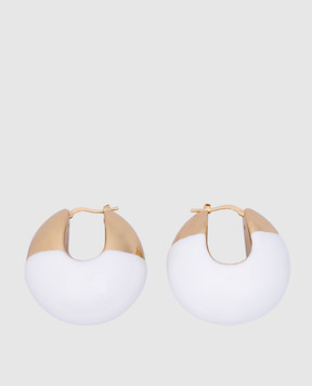 Francesca Bianchi Design Білі сережки Boule з покриттям 24-каратним золотом 14S