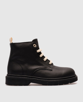 Zecchino D'oro Детские черные кожаные ботинки A1616232326