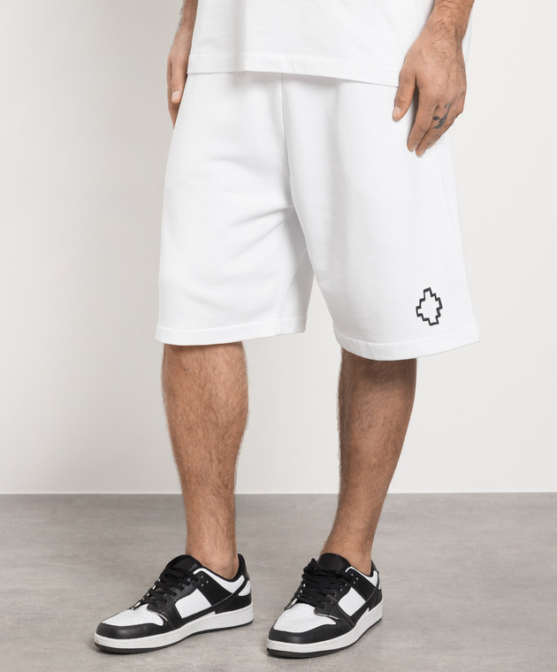 Marcelo Burlon White TEMPERA CROSS BASKET shorts with contrasting logo CMCI010C99FLE002 изображение 3