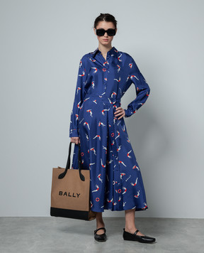 Bally Синя спідниця із шовку Marine у принт L4BA451FSE126